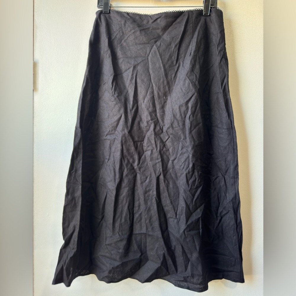 Joie Black Linen Blend Straight Skirt Sz 12 - Picture 4 of 8